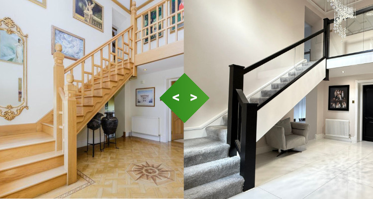 Before and After Refurbishing a Staircase